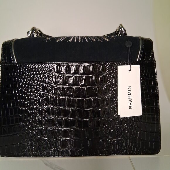 BRAHMIN Revel Collection Black Hallie Satchel Bag - Picture 7 of 10